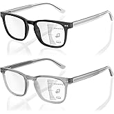 DEHOTRE Progressive Multifocus Reading Glasses for Men No Line Bifocal Transition Readers with Metal Core Wire