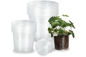 DUNPUTE 4 5 6 Inch Clear Nursery Pots, 21 Packs Variety Plastic Pots with Drainage Hole, Plant Containers for Seedlings, Succ