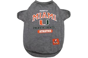 Pets First Collegiate Miami Hurricanes Dog T-Shirt, Large. - Licensed Shirt for Pets Team Colored with Team Logos.- Premium Stretchable Materials for The Comfrot of Your Dog & Cat.