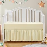 SiinvdaBZX 2-Piece Set Ruffled Crib Skirt &amp; Crib Sheet, Ivory | Microfiber Baby Bed Skirt 52"x28" + Adjustable Elastic 14" Drop, Fit for Baby Standard Crib &amp; Nursery Toddler Bedding