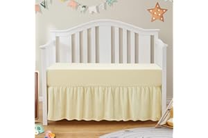 SiinvdaBZX 2-Piece Set Ruffled Crib Skirt & Soft Fitted Crib Sheet, 52"x28" + Adjustable Elastic 14" Drop, Fit for Baby Standard Crib & Nursery Toddler Bedding (Ivory)