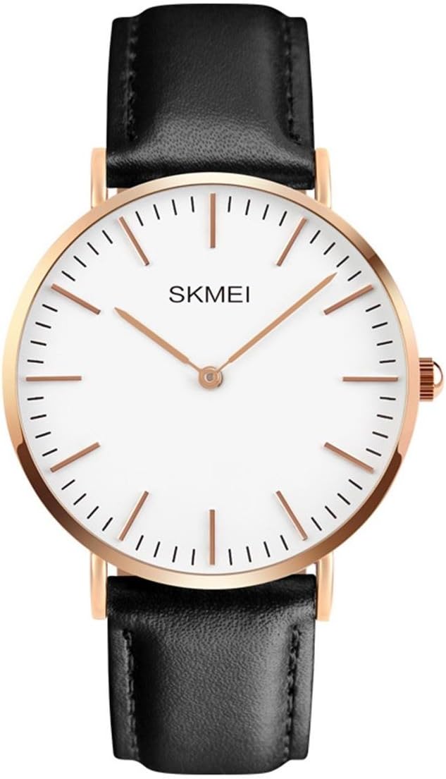 Men's Leather Strap Wrist Watches, Casual Classic Stainless Steel Quartz Dress Business Analogue Watch with 40mm Case and Thin Dial