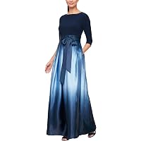 S.L. Fashions Abito Floreale Con Scollo A V E Tasche - Gonna Alta-Bassa In Raso, Vestito Da Cerimonia Per Matrimonio Ospiti, Taglie Regolari E Petite