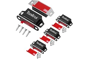 Tonitrui Cabinet Door Magnet, Flat Bottom Cabinet Magnetic Catch with Adhesive, Easy to Install,Only Takes 1 Minute,35lb Magnetic Cabinet Door Drawer Latch(Black, 4Pack)