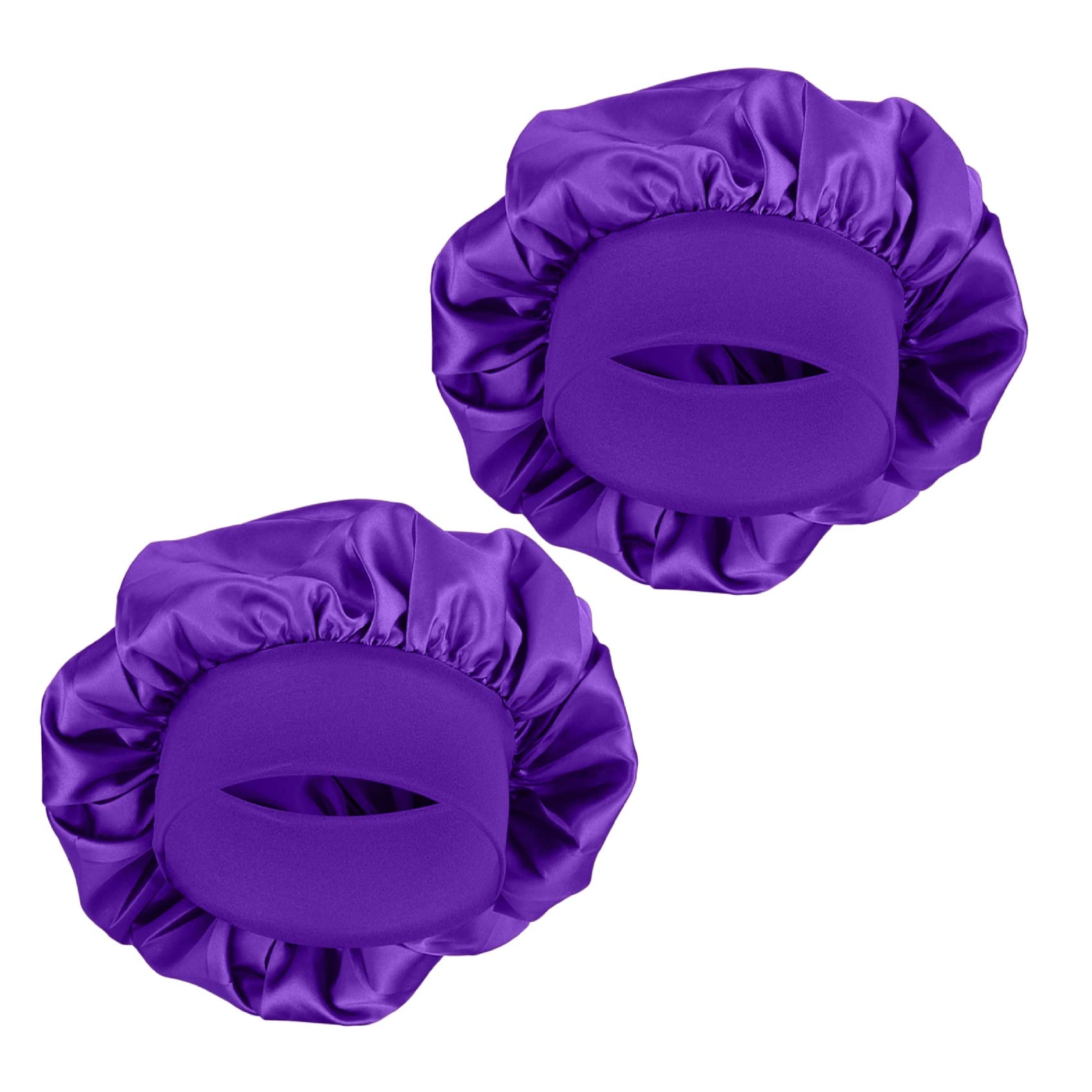 MELTU 2 Pack Hair Bonnet for Sleeping, Satin Bonnet with Wide Elastic Band, Silk Hair Wrap for Sleeping, Soft Sleep Cap(Purple)