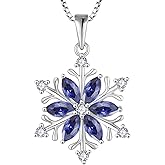 STARCHENIE Snowflake Pendant Necklace for Women 925 Sterling Silver Birthstones Jewelry