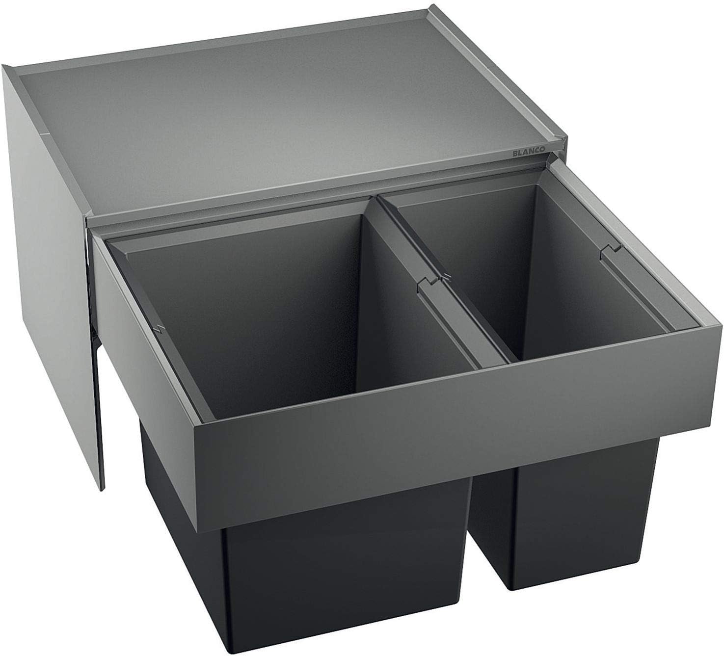 BLANCO Select 60/2, Müllsystem zur Abfalltrennung für den 60 cm-Unterschrank, mit 2 Abfalleimerrn aus schwarzem Kunststoff (30 l/19 l), zur Montage an der Fronttür, 1 Stück; 518723