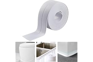 FANSIVOKE 1.5" * 10.5' Kitchen & Bath Tape Caulk Strip, Upgraded Acrylic Glue PVC Self Adhesive Waterproof Caulking Sealing Tape, Decorative Sealant Trim for Kitchen Sink Toilet Bathtub (White)