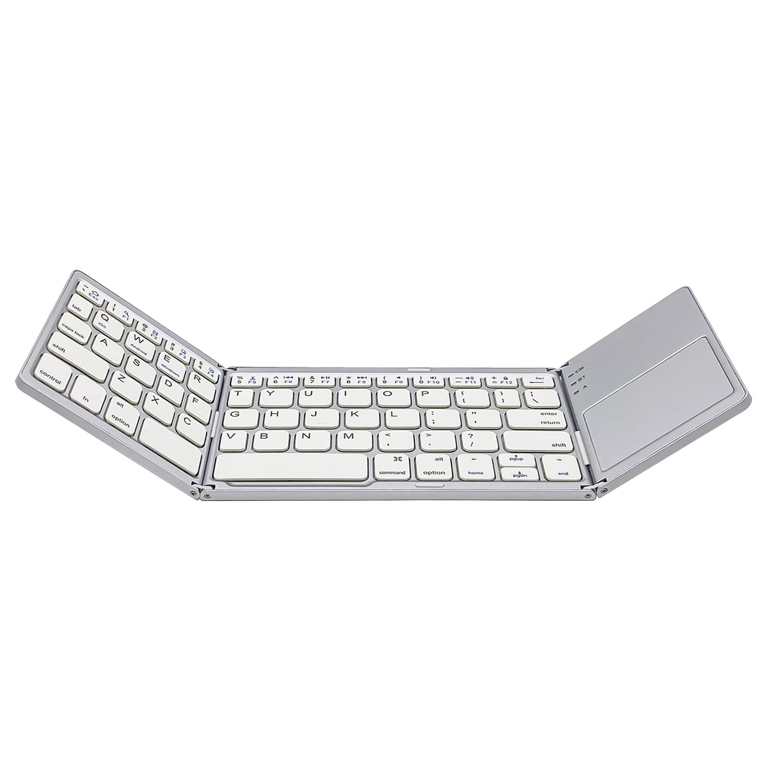 AURTEC Foldable Bluetooth Keyboard with Touchpad, Wireless Mini Keyboard for PC, Tablet, Android, Smartphone - Silver