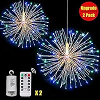 Admitrack Firework Lights 120 LED String Lights,8 Modes Dimmable String Fairy Lights with Remote Control,Waterproof Copper Wire Decorative Hanging Starburst Lights for Parties,Home,Outdoor Decoration