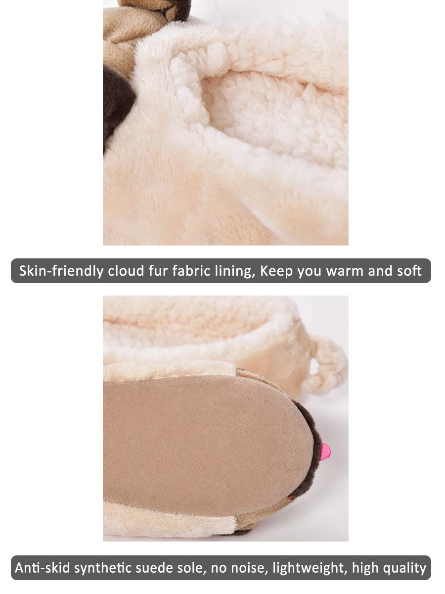 Women\'s Plush Winter Warm Animal Soft Cute Home Slippers Dog 7-8 B(M) US