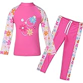 TFJH E Girls Long Sleeve Swimsuit Two Piece Swimwear 3-12 Years UPF 50+ Sunsuits