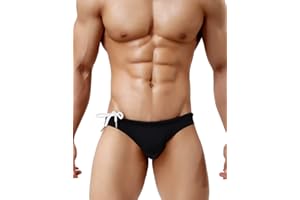 Arjen Kroos Men's Bikini Briefs Bottoms Low Rise Tagless Swimwear Solid Beach Sea Pool Swimsuit with Adjustable Drawstring