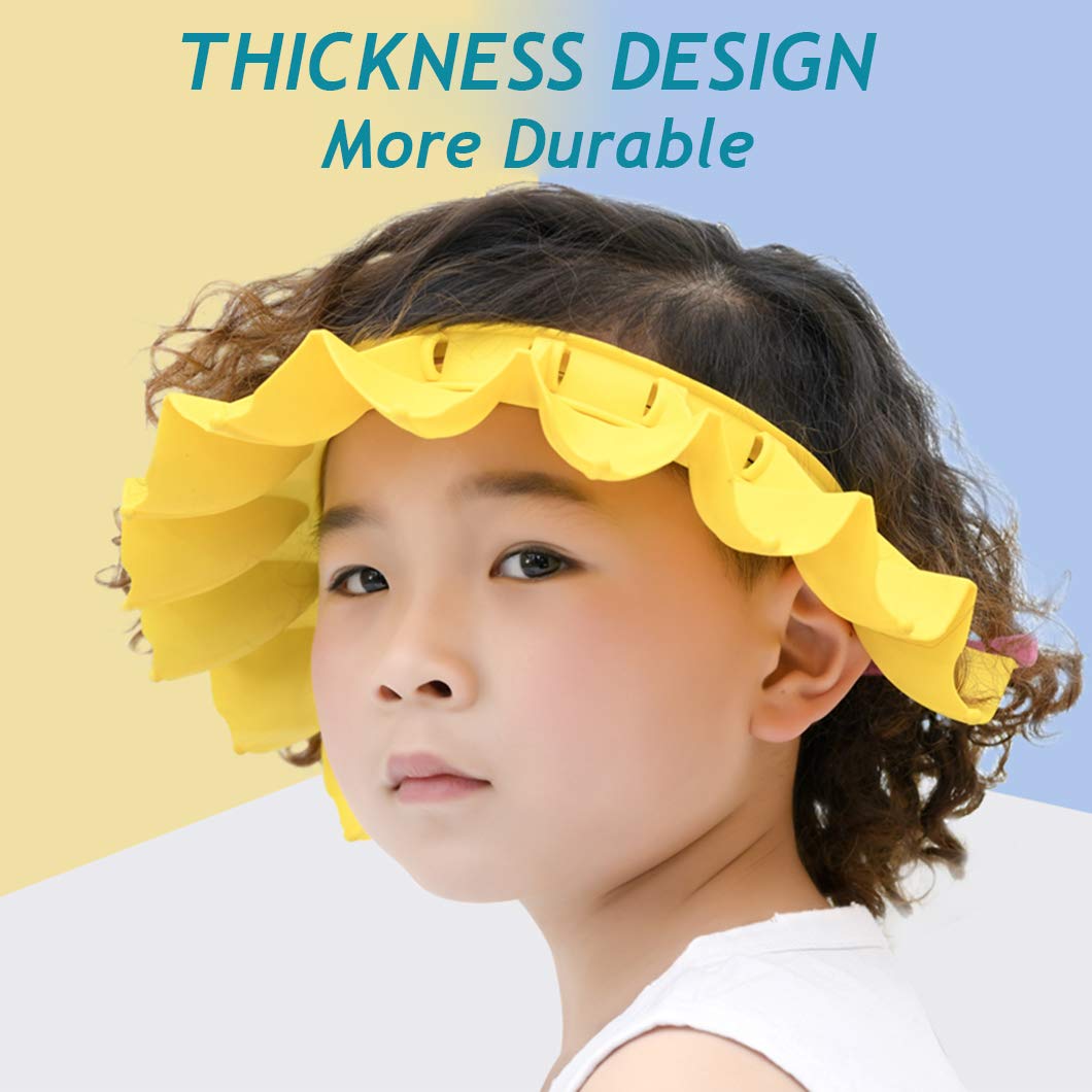 Baby Silicone Shower Cap Bathing Hat, Adjustable Shower Cap Kids, Infants Soft Protection Funny Safety Visor Cap for Toddler Children (Yellow) : Baby