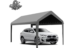 GOTRUTH Canopy Replacement Cover, Carport Replacement Canopy, 800D Oxford Waterproof & UV Protected Tarp with Ball Bungees (Frame is not Included) (Grey, 10x20)