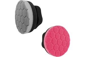 Suvnie 2 PCS Tire Hex Logic Dressing Applicator, Round Shape Car Polishing Foam Applicator Pad, Reusable Auto Wheel Tire Shine Detailing Sponge for Waxing, Buffing, Coating (Black+Red, Large Embossed)