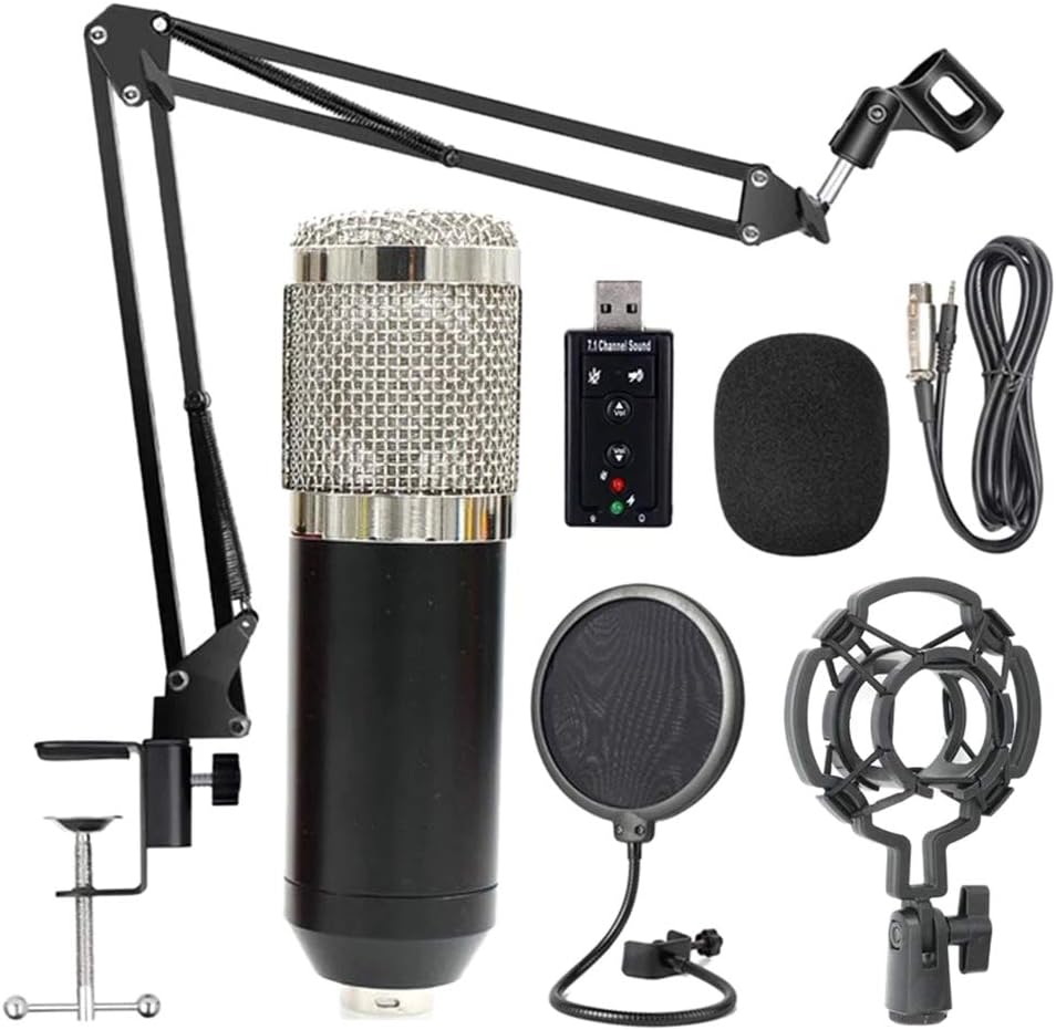 Cavis Bm800 Professional Suspension Microphone Kit Studio Live Stream Broadcasting Recording Condenser Microphone Set(Black+Silver)
