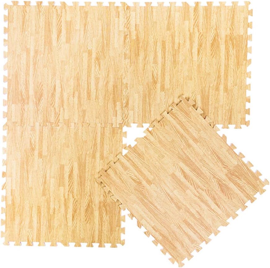 Jenify Puzzle Floor Mat Interlocking Foam Mat Floor Tiles Wood Puzzle Mat for Gym Kids Baby,Beige,3030cm9p