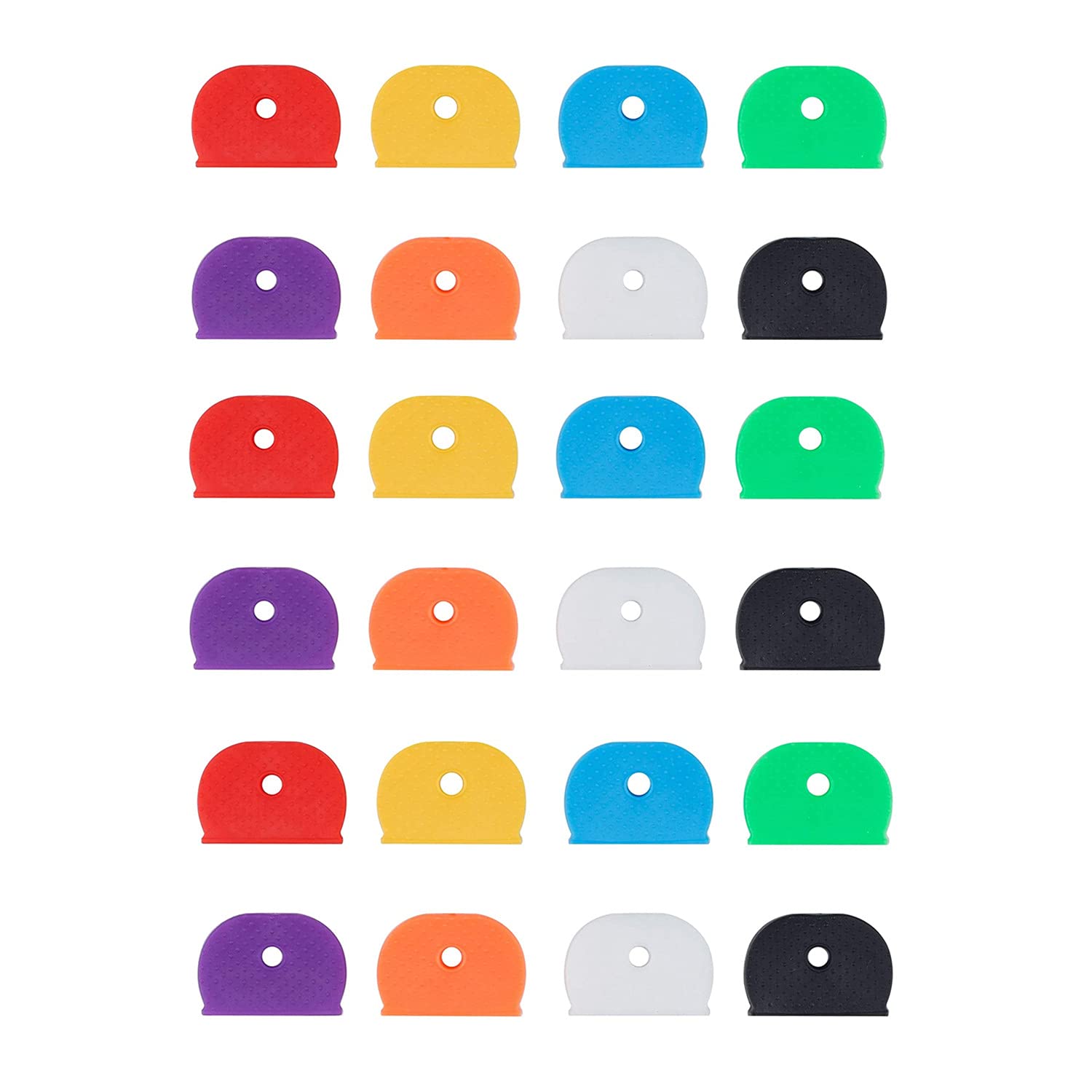 ZHjuju Key Caps Covers, 24 Pcs Universal Rubber Half Round Keychain, 8 Colors for Keys Organization