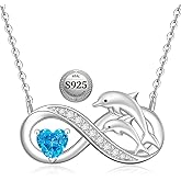 Fenthring Dolphin Necklace for Women Sterling Silver Dolphin Pendant Necklace Cute Heart Mothers Day Gifts
