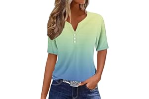 BABYSBULE Summer Tops for Women 2024 Trendy V Neck Button Down Shirts Short Sleeve Cute Dressy Blouses Loose Fitting Tunics