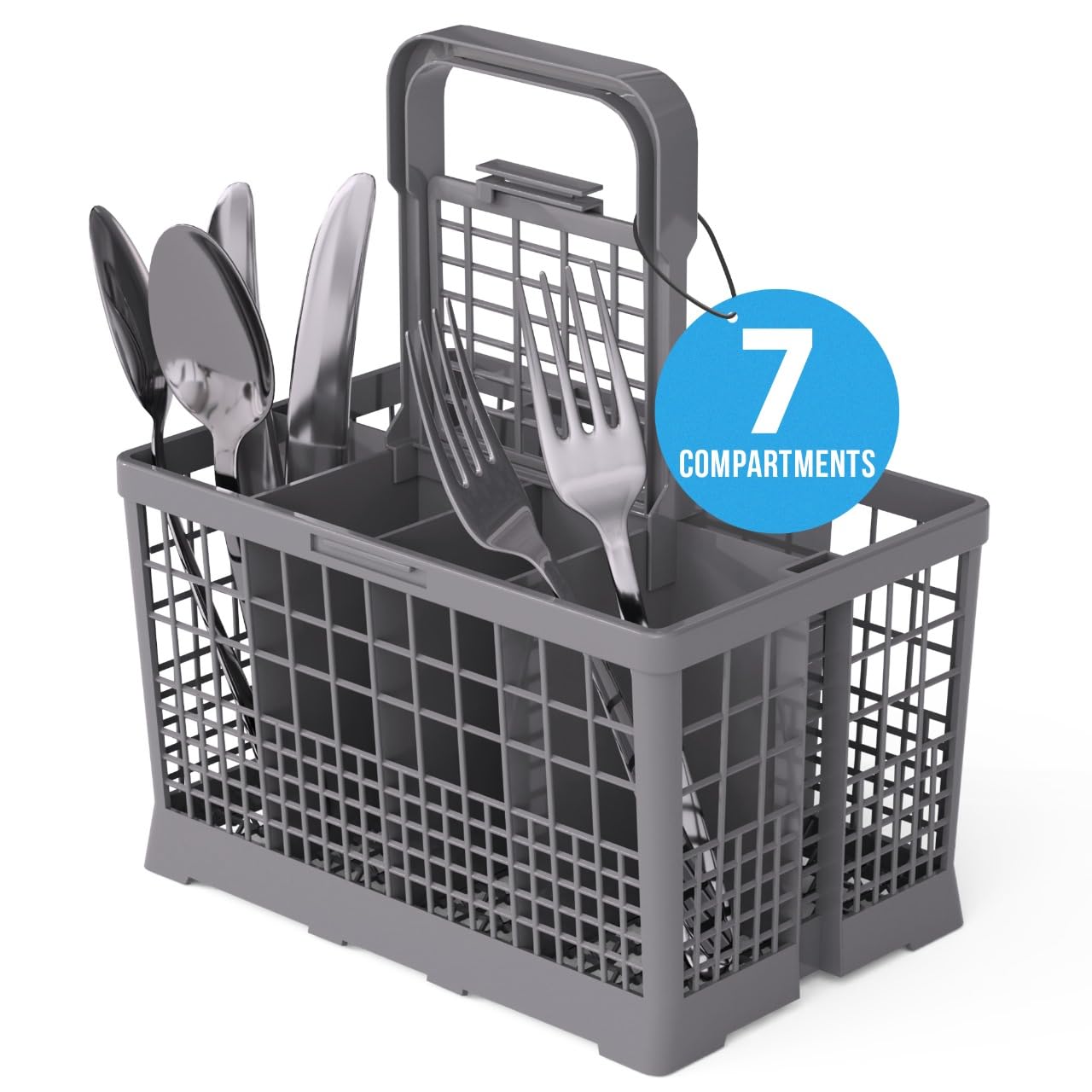 NATIKON Universal Dishwasher Utensils Silverware Cutlery Basket Compatible with Maytag, Samsung, Kenmore,GE, Bosch, Whirlpool, KitchenAid and Many More (Gray)