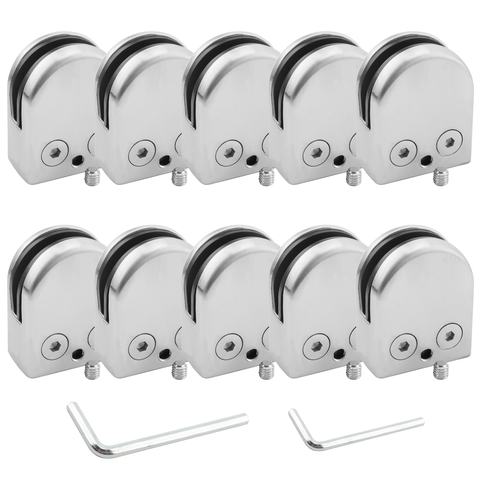 MOUYAT 10 Pcs Glass Clamps, Adjustable 8-10mm Glass Balustrade Bracket, 304 Stainless Steel Bracket Flat Back, Handrail Brackets Clip for Stairs for Balustrade Staircase Handrail