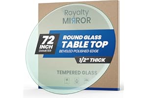 ROYALTY MIRROR Royalty 72" Inch Round Tempered Glass Table Top – Clear Table Top Glass – Useful for Replacement, Tabletop Protector, Patio, Dining, Coffee, Desks - 1/2" Thick Beveled Edge