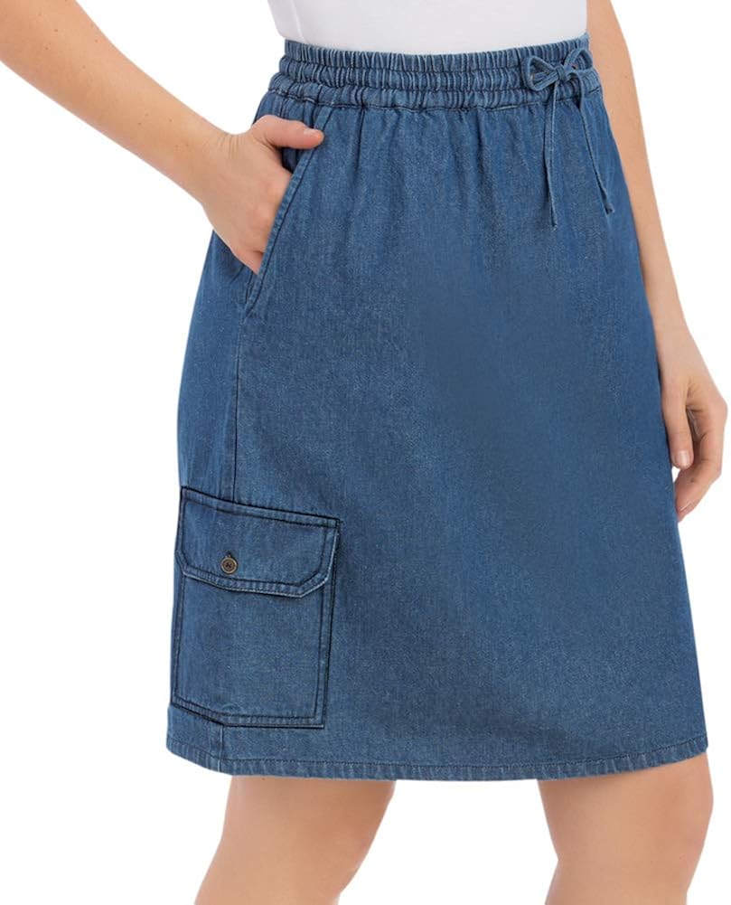 Denim Skort with Cargo Pocket at Amazon Womenâs Clothing store