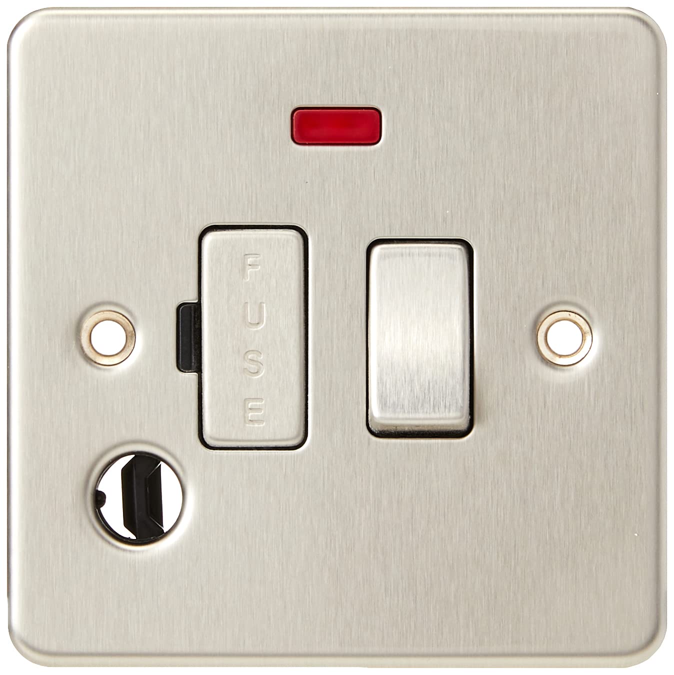 Knightsbridge FP6300FBC 13 A Flat Plate Switched Fused Spur Unit with Neon and Flex Outlet, Brushed Chrome