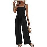 Ekouaer Women's Casual Loose Jumpsuits One Piece Sleeveless Overalls Printed Long Pant Romper Fashion Boho Jumper with Pocket