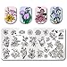 BORN PRETTY 4Pcs Nail Art Stamping Plates Set Flower Water Marble Geometrical Image Templates