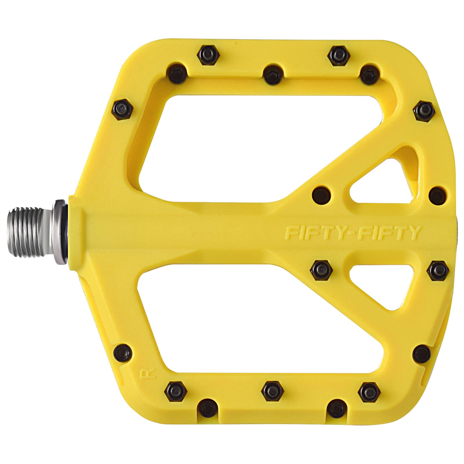 FIFTY-FIFTY Mountain Bike Pedals, Non-Slip MTB Nylon Composite, 9/16" Bicycle Pedals, Lightweight and Wide Flat Platform (Yellow)