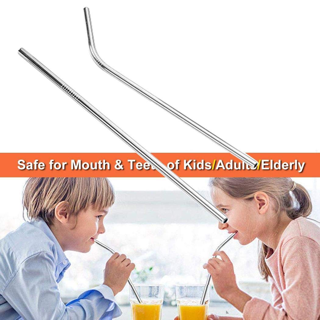 Gfone 8 piezas Pajas de beber reutilizables de acero inoxidable para bebidas de café Conjuntos para el bar