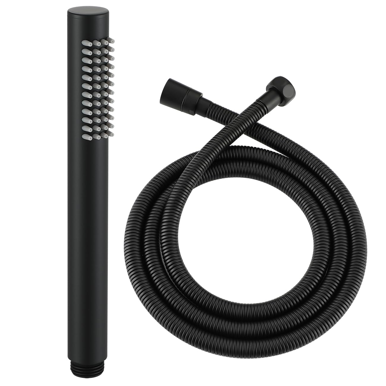 Muxios High Pressure Brass Round Handheld Shower Head Water Saving Shower Head with with Hose Flexible Stainless Steel 150cm Single Function Matte Black Fnish Including Washer