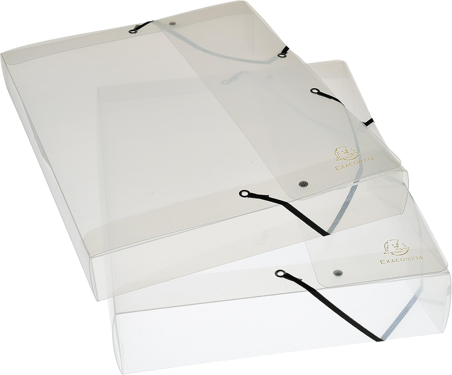 Exacompta - Ref 5962E - Crystal PP Filing Box - 250 x 330mm in Size, Suitable for A4 Documents, 25mm Spine, Elastic Strap Closures, Polypropylene - Clear