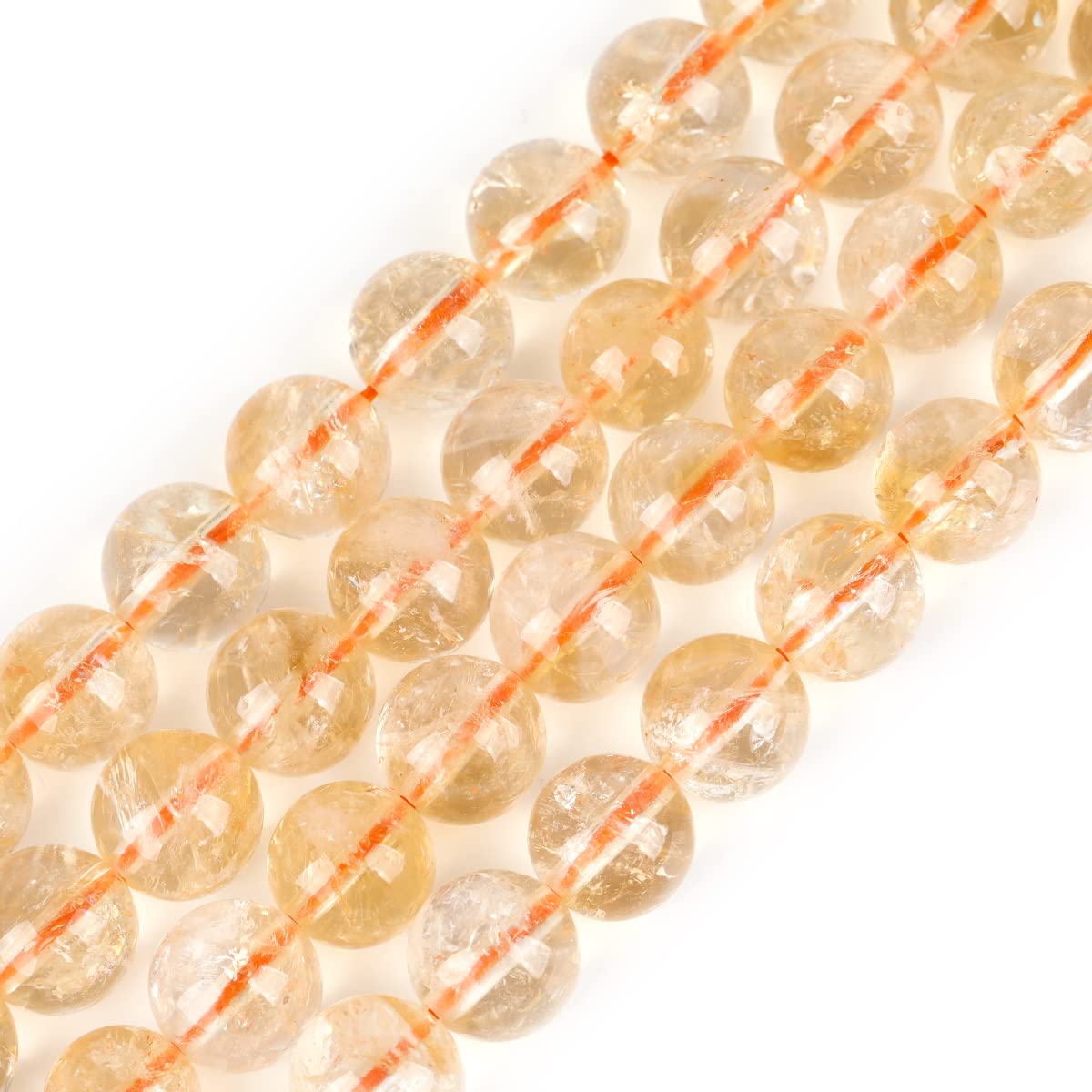 GEM-Inside Natural 8mm Citrine Round Gemstone Semi Precious Loose Beads for Jewellery Making 15''