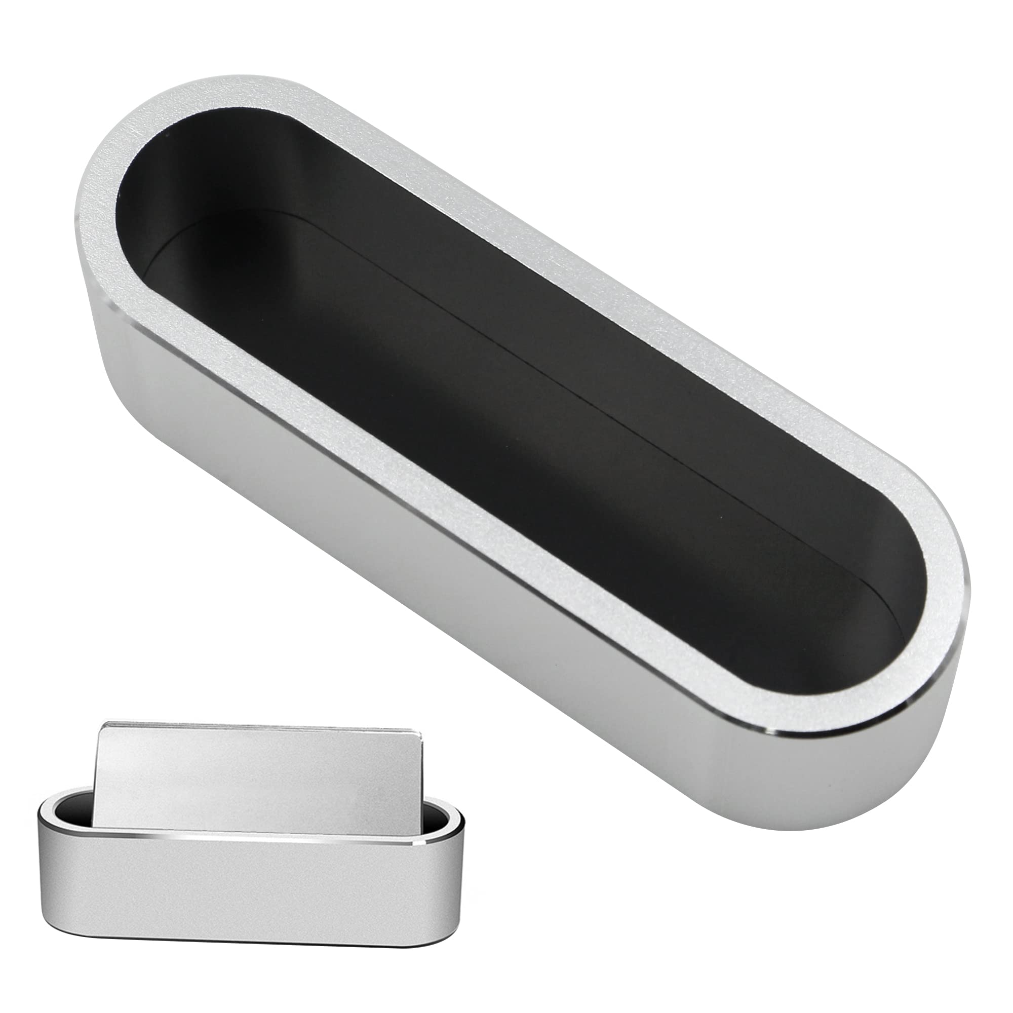 fuxunamz Aluminium Business Card Stand, Silver, Elegant Design, Durable, Holds 50 Cards, Office Display Stand, Card Organizer, Card Case