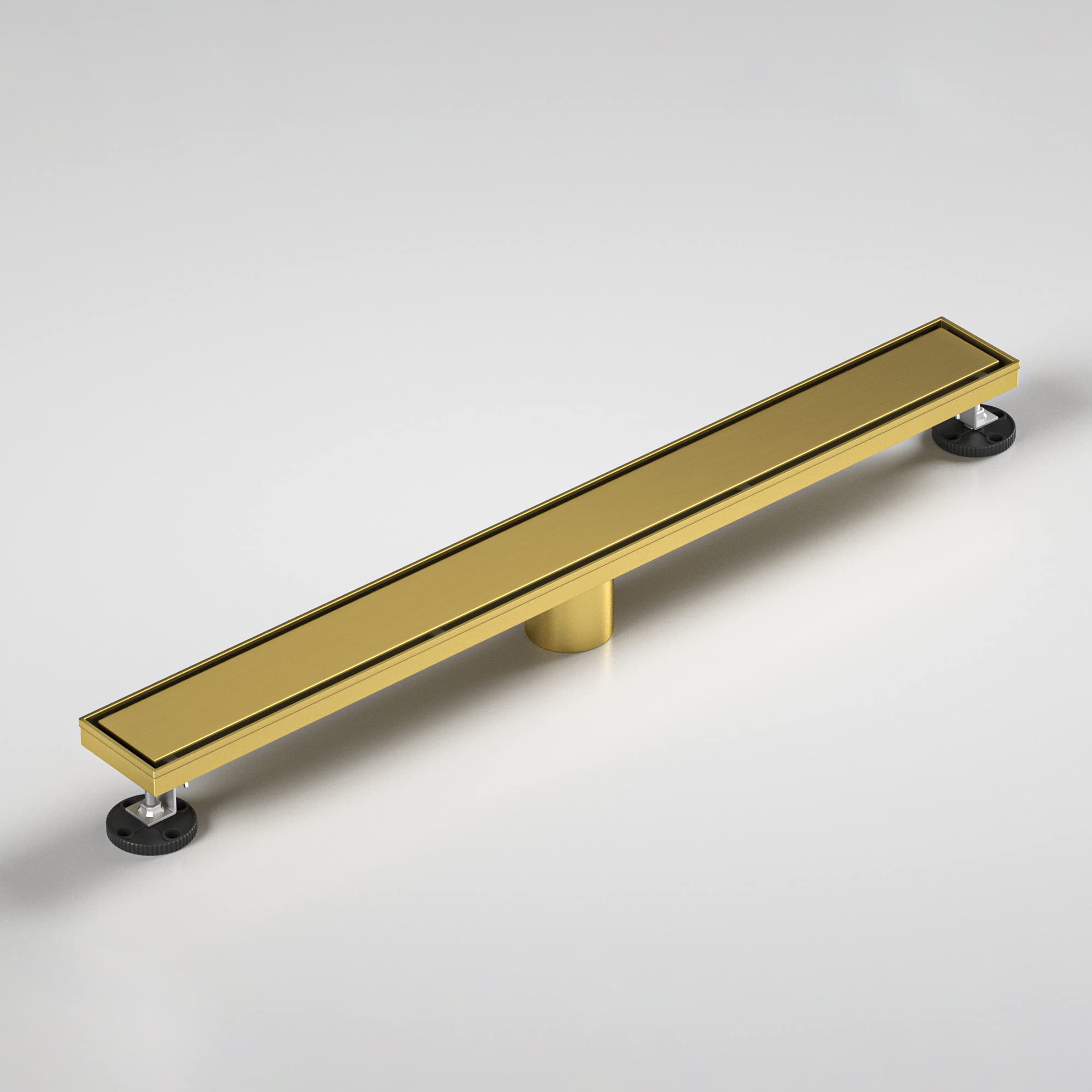 Bernkot Linear Shower Drain 26", Brushed Gold Floor Drain with Tiled Insert Grate & Hair Strainer, 304 Stainless Steel Bathroom 2-in-1 Tiled in Drain, CUPC Certified (Brushed Gold, 26'') Image