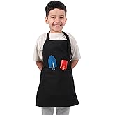 TOSHEX Kids Aprons for Cooking Waterdrop Resistant Aprons for Girl & Boy Toddler Apron for Painting, Gardening, Baking, Smock (Black, Small (3-5 years))