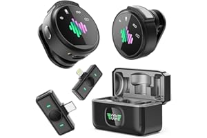 LID LIRDDY Mini Wireless Lavalier Microphone - Professional Noise Cancelling Lapel Mic for iPhone/Android, 80H Battery, Studio-Quality Sound, Clip-On Wireless Mic for Recording/Vlogging/YouTube