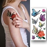 Yesallwas Temporary Feather Butterfly Tattoos for Women Kids Girls Teens view 2