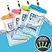 Sunny Tag Glow in Dark Floating Waterproof Universal Phone Dry Bag Case, 4 Pack Blue, Green, Pink, Orange