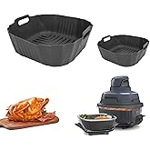 2Pcs Air Fryer Silicone Liners for Ninja Crispi FN101GY- Upgraded size to fit perfectly for 4QT Container & 6 Cups Container,