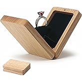Yookin Engagement Ring Box Wood Rotating Proposal Ring Box For Wedding Valentine's Day Ceremony Jewelry Gift Case (Ash Wood One Slot)