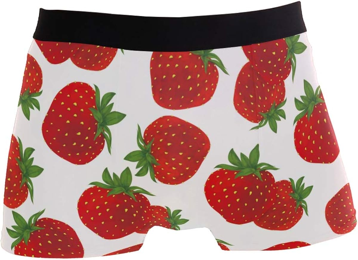 Mens Realistic Fresh Red Sweet Strawberry Box Briefs Underwear Shorts