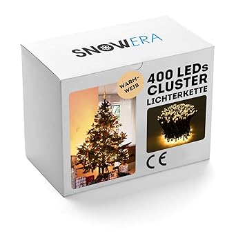 SnowEra 400er LED Galaxy Lichterkette / Weihnachtslichterkette für innen & außen mit Timer und Dimmfunktion – Lichtfarbe: war