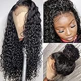 YMS Glueless Lace Front Wigs Human Hair with Baby Hair Pre Plucked Curly Brazilian Virgin Hair Lace Front Wigs for Black Women (10 inch with 130 density,Lace Front Wig)