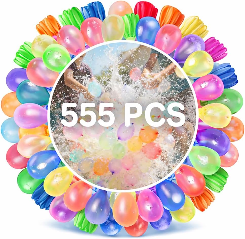 Gillterway 555 PCS Water Balloons 10 Second Rapid-Fill Self-Sealing