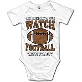 On Sundays We Watch Football with Daddy - Cute Baby Bodysuit Short Sleeve Romper White